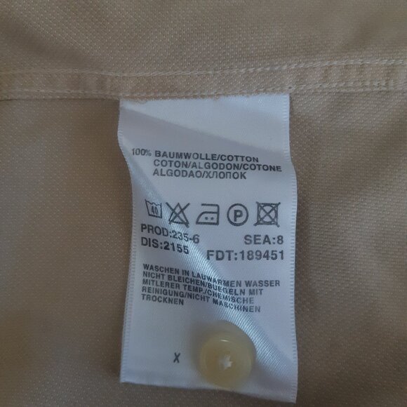 Hugo Boss SZ 15.5 100% Cotton Men's Woven Tan Button Up Shirt - Picture 8 of 16